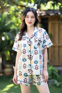 Ensemble pyjama imprimé singe pour femme, haut à manches courtes, coupe confortable, pour séance photo en extérieur - Product Image 3