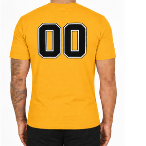 T-shirt ajusté jaune doré pour homme, manches courtes, col rond, imprimé personnalisé, coupe slim, décontracté, en coton, vente en gros, streetwear - Product Image 4
