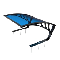 Auvent pour tondeuse robot sur mesure, résistant aux intempéries, avec structure en aluminium et panneau PC incurvé, abri pour tondeuse robot pour jardin domestique