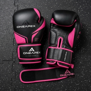 Gants de boxe ONEAPEX en cuir PU noir et rose, respirants, pour entraînement professionnel, logo personnalisé, vente en gros OEM - Product Image 4