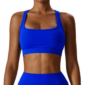 Women Solid Black Square Neck Racerback Sports Bra Medium Support Breathable Fitness - Product Image 5