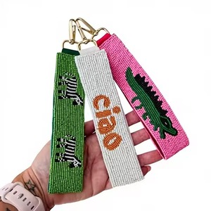 Luxury Seed Beads Embroidery Keychain Fashion Accessory Cute Handmade Seed Beads Keychain With Modern Pattern - Product Image 4