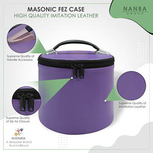 Étuis de fez maçonniques haut de gamme - Boîte de rangement et de présentation pour chapeaux en similicuir |   Disponible en blanc, rouge, bleu, violet, noir (violet) - Product Image 2