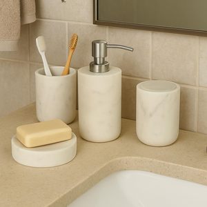 Premium home decor marble storage container toothbrush holder marble <b>soap</b> dispenser floral vanity <b>set</b> marble counter top <b>set</b> - Product Image 6