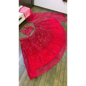 Designer Wedding Apparel Party Wear Lehenga Choli with Sequence Work - Product Image 5