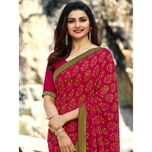 Sari traditionnel en georgette de haute qualité, nouveau design, multicolore, pour Bollywood, festival, fête, mariage, avec dentelle indienne - Product Image 3