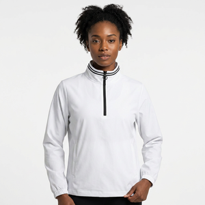 <b>Men's</b> <b>White</b> Quarter Zip Pullover <b>Sweatshirt</b> Regular Fit Stand Collar Breathable Knitted Polyester Casual Spring Wear - Product Image 3