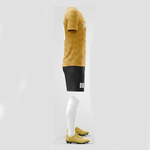 Custom Sublimation Soccer Uniform Set Yellow V-Neck Short Sleeve Moisture Wicking Men's Team Kit All Seasons <b>Athletic</b> Fit - Product Image 4
