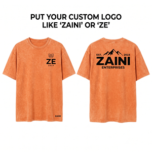 เสื้อยืดโอเวอร์ไซส์ผ้าฝ้ายพรีเมียม 240 GSM สำหรับผู้ชาย สีส้มฟอกย้อมสไตล์วินเทจ พิมพ์ลายสกรีนโลโก้ตามสั่ง แบรนด์ส่วนตัว รับผลิตแบบ OEM - Product Image 1