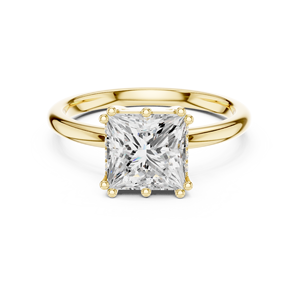 Anillo de compromiso de oro amarillo con diamante talla princesa para mujer, estilo clásico, joyería solitaria - Product Image 1