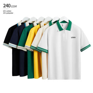 Camiseta Polo Personalizada de Talla Grande S-5XL, 65% Algodón, 35% Poliéster, 240 Gramos, Estilo Urbano, Media Cremallera, Color en Contraste, para Hombre - Product Image 1