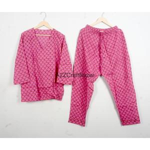 Conjunto de Pijama de Algodón para Mujer, Estampado Elegante, Manga Tres Cuartos, Cuello en V, Pantalones con Cintura Elástica, Ropa de Dormir de Verano - Product Image 6