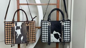 2025 plus récent bonne qualité concepteur mode sacs à main à la mode sacs à bandoulière de luxe usiné à la main en cuir à carreaux femmes sacs fourre-tout - Product Image 4