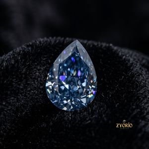 Moissanita Azul VVS1 de Alta Calidad, 9x13mm 8x12mm, 5ct 4ct, Cultivada en Laboratorio, Corte Pera, Color Play/Fire, Gemas HQ, Certificadas por Terceros - Product Image 1