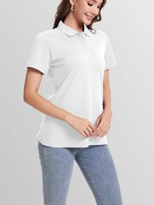 Chemise de golf décontractée pour femme en coton doux tricoté à manches courtes, col classique, performance athlétique, séchage rapide, écologique, OEM ODM - Product Image 3