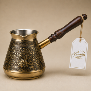 Alabanza Enterprises - Cafetière turque en cuivre gravé vintage avec poignée en bois - Product Image 4