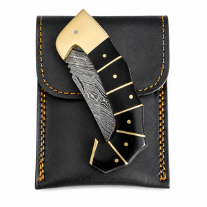 Burraq OEM Industrial/DIY Custom Handmade Damascus Steel Multi Functional Pocket Knife Beautiful Handle Leather Sheath Gifts - Product Image 6