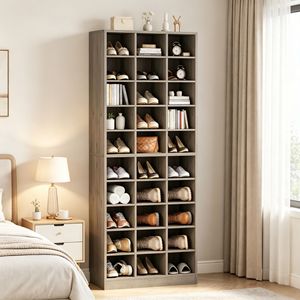 Mobiletto Portascarpe Stile Fattoria con Ripiani Rimovibili in MDF per Armadio e Arredamento Casa - Product Image 1