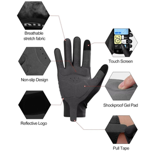 Cycling Gloves Full <b>Finger</b> Touch Screen Breathable Anti Slip Shockproof <b>Bike</b> Gloves for Road MTB Bicycle Riding Men Women - Product Image 3