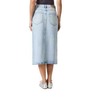 Falda vaquera casual de cintura alta para mujer, con efecto desgastado, transpirable, lavable, de color liso, mini, para otoño, proveedor OEM ODM, estilo vintage - Product Image 3