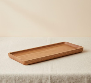 Plateaux de service modernes en bambou avec poignées, grands plats pour aliments, boissons, café, fêtes - Ustensiles emboîtables durables - Product Image 1