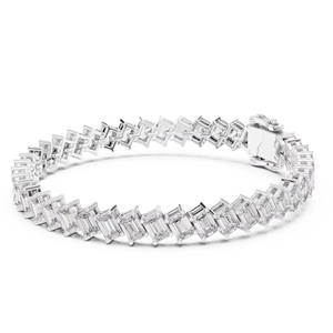 Bracelet tennis classique en or blanc 18 carats plaqué rhodium, serti de diamants de laboratoire taille émeraude 7,5 carats, pour usage quotidien ou fiançailles, bijoux pour femme - Product Image 1