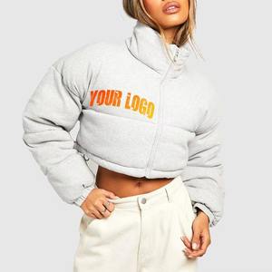 Nouvelle veste matelassée courte pour femme, style décontracté d'hiver, grande taille, respirante, séchage rapide, coton, logo imprimé DTF personnalisé - Product Image 2
