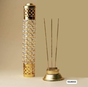 Beautiful Brass Crystal Cutwork <b>Oil</b> <b>Lamp</b> Decorative Cover Handmade 10 Inch Sandalwood for Home Pooja Meditation Spiritual Decor - Product Image 3