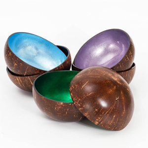 Nouvel ensemble de bols en coque de noix de coco naturelle du Vietnam, écologiques et sculptés à la main, pour salade et céréales, avec cuillère - Product Image 5