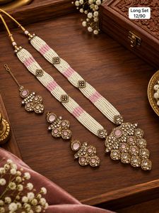 Gold Plated Brass Beaded Imitation Pearl Statement Choker Mala <b>Bridal</b> <b>Jewelry</b> <b>Set</b> for Wedding Bengali Wear - Product Image 2