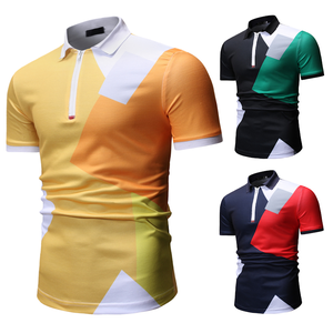 Polo Deportivo para Hombre con Bloques de Color Geométricos, Manga Corta, Diseño con Cierre, Secado Rápido, 100% Poliéster Tejido, Corte Regular - Product Image 3