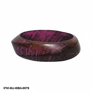 Brazalete de madera artesanal con acabado en morado envejecido, brazalete étnico llamativo y robusto para mujer - Product Image 4