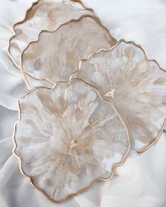 Resin <b>Agate</b> <b>Coaster</b> Set Luxury Decorative Cup Holder Mat for Tea Coffee Dining Table Home Tableware Accessory Eco-Friendly - Product Image 5