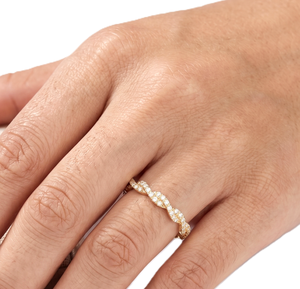 Infinity Twisted Band Round Lab Grown Diamond Ring 9K 10K Solid Gold Pave Set Stackable <b>Wedding</b> Band Minimalist Eternity Ring - Product Image 6