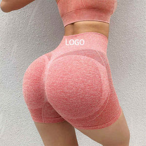 Short de sport compressif sans couture à taille haute pour le yoga, la course et la gym, avec logo personnalisé, extensible et tendance, à prix abordable - Product Image 5