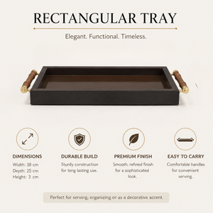 Luxury Rectangular Wooden Serving Tray with Brass Handles Premium Decorative Tray for Home Hotel Restaurant <b>Coffee</b> <b>Table</b> Serving - Product Image 5