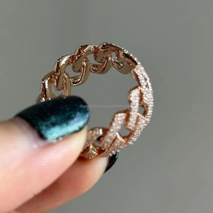 14K <b>Gold</b> Plated Children's Zircon Round Brilliant Cut Hip-hop Inspired <b>Cocktail</b> <b>Ring</b> Filled Iced Link Chain Rose <b>Gold</b> Brass IGI - Product Image 3