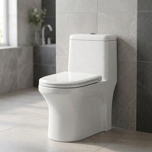 WC monobloc en céramique de luxe moderne, nouveau design, à siphon, qualité export pour salle de bain d'hôtel - Product Image 3