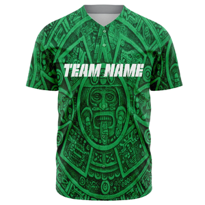 Camiseta de béisbol personalizada para hombre con botones y estampado verde, uniforme transpirable para equipos de softbol, camisa deportiva atlética para equipos - Product Image 2