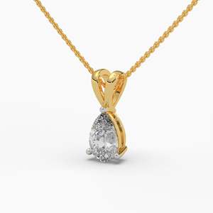 Collier pendentif solitaire en diamant de laboratoire taille poire en or jaune 14 carats, pendentif diamant goutte d'eau, bijou élégant, cadeau - Product Image 2
