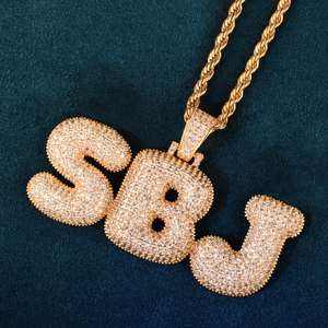 Pendentif Breloque Personnalisé 3BJ Moissanite Iced Out Plaqué Or Rose Argenté Lettre Bulle Bijoux Hip Hop Chaîne Corde Fête Luxe Bling - Product Image 4