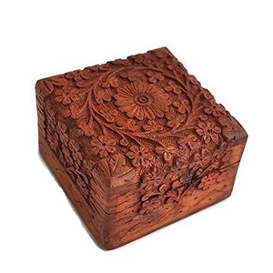 Square Wooden Boxes With Engraved Design And Wood Finished High Standard Natural Wood Box For Home Storage - Product Image 2