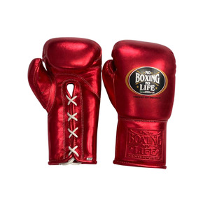 Guantes de Boxeo 'No Boxing No Life' con Cierre de Cordones, para Muay Thai y Artes Marciales, Personalizados, 100% Cuero Genuino, Profesionales y Ligeros - Product Image 5