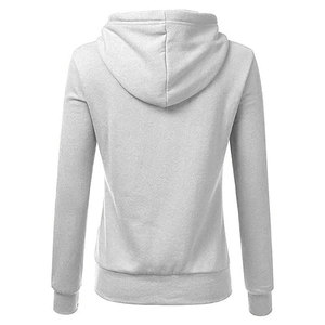 Sweat-shirt à capuche unisexe gris clair, coupe classique, couleur unie, en coton tricoté, décontracté, avec poche avant, pour l'automne - Product Image 3