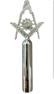 GYM FORCE - Juego de 4 adornos decorativos para mástil de logia masónica, color plateado, para ceremonias de masónicos, temática espacial, color plateado - Product Image 4