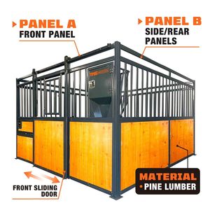 Box per Cavalli Portatile da 3,6 m con Pannello in Legno di Pino, Porta Scorrevole, Finestra e Barra Verticale Superiore per Mangiatoia, Fondo in Legno TM - Product Image 2