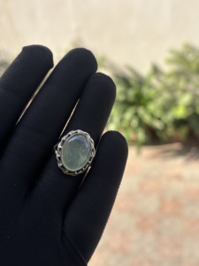 Natural Prehnite <b>Ring</b> <b>925</b> Sterling <b>Silver</b> Handmade Oval Shaped Boho Trendy Wedding Anniversary Jewelry Gift Her Semi Precious - Product Image 4