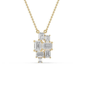 Luxury <b>Emerald</b> Cut Claw Setting Moissanite Diamond <b>Pendant</b> Solid Gold Plated Unisex Everyday Wear Jewelry Charm - Product Image 1