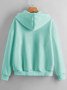 Sweat-shirt à capuche zippé unisexe en coton vintage personnalisé, vert menthe, coupe oversize, en polaire, décontracté, pour l'automne, couleur unie - Product Image 2