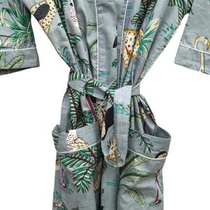 Women's 100% Cotton Jungle Print Kimono Robe Best Quality Indian Casual Relaxing Vacation Wear Summer Spring Casual <b>Dresses</b> - Product Image 3